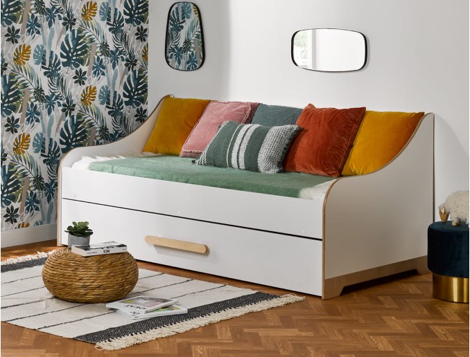 Ausziehbett mit Schubladen und Matratze 90x190 cm