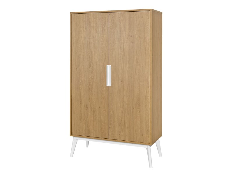 Armario de dos puertas en madera y blanco Octave