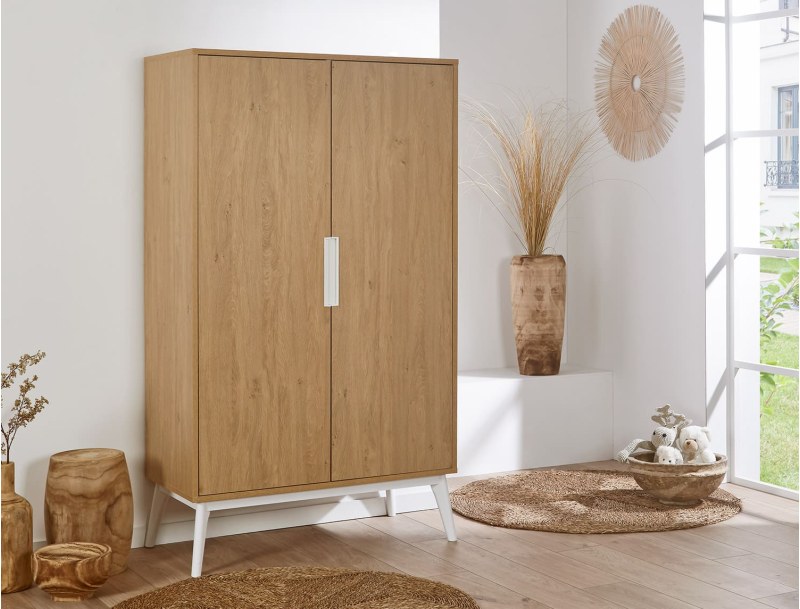 Armoire blanc et bois Octave