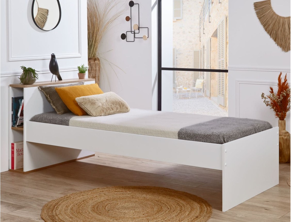 Milor White 90x200 cm children's bed made in France.