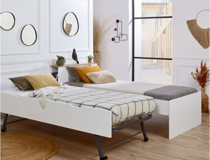 Ausziehbett Milor mit Stauraum und doppelter Schlaffläche 90x200