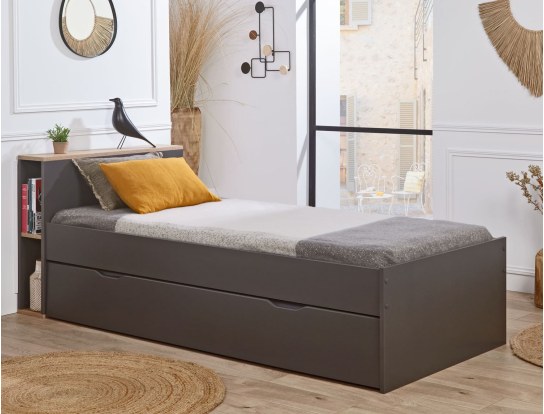 Milor anthracite trundle bed with storage