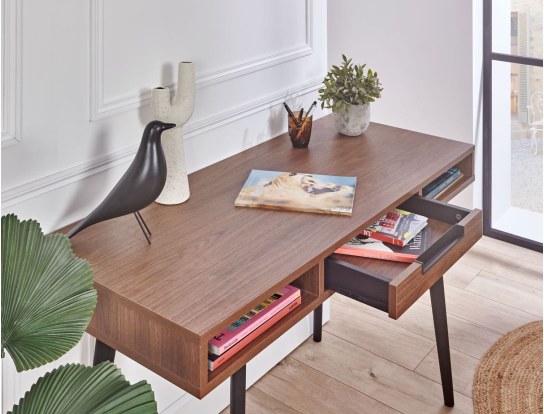 Octave walnut desk with drawer
