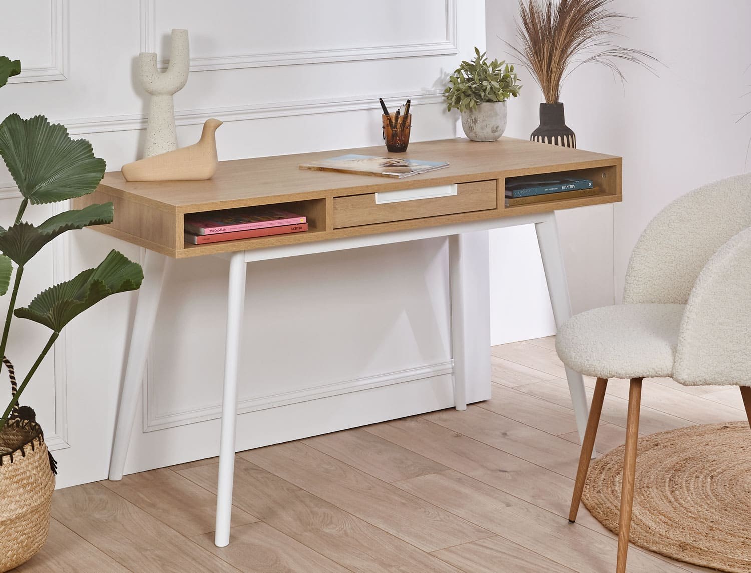 Bureau en bois 1 tiroir Chêne Vintage Octave