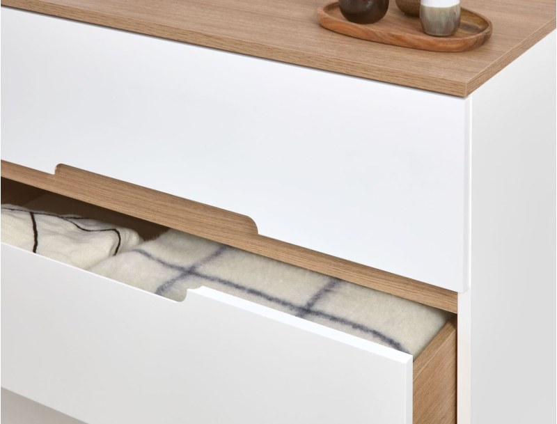 Commode blanc & bois Milor avec tiroirs