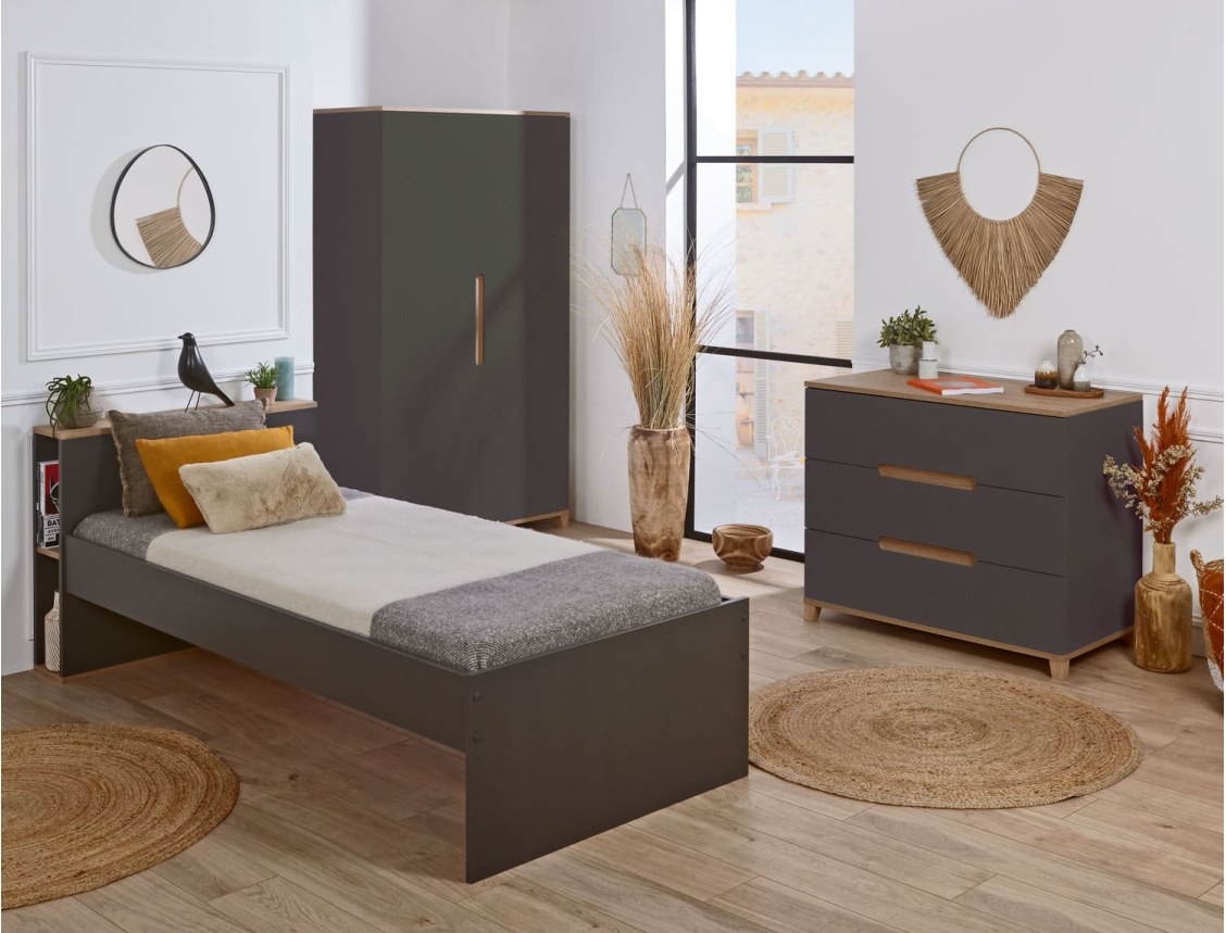 Complete Milor Anthracite & Wood children's bedroom