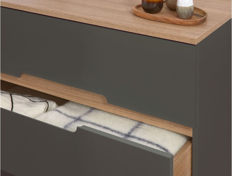 Milor Anthracite & Wood 3-drawer dresser