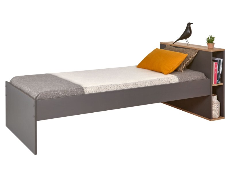 Lit enfant avec rangements Milor Anthracite & Bois