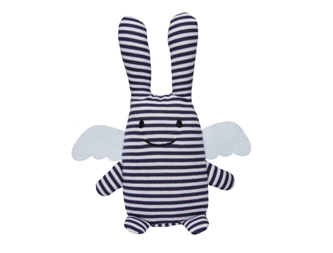 Coniglietto Angelo a righe blu marino 18cm