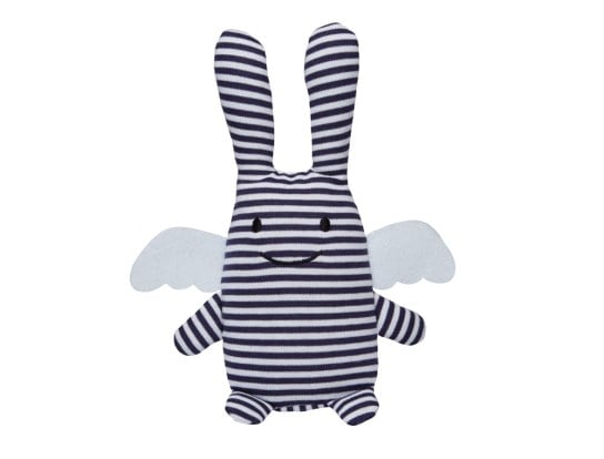 Coniglietto Angelo a righe blu marino 18cm
