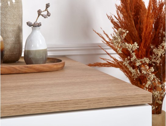 White and wood dresser