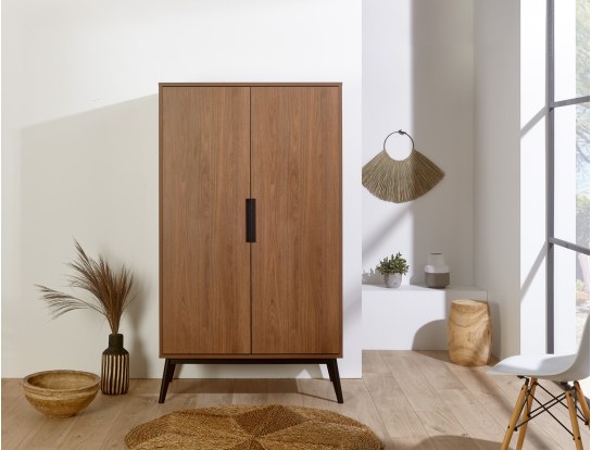 Two-door walnut wardrobe