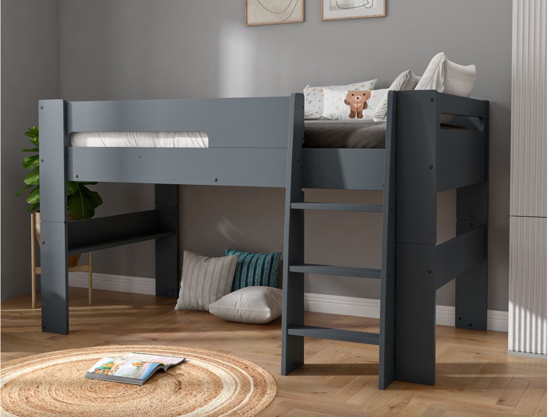 Mid-height London anthracite bed 90x190 cm sleeping area