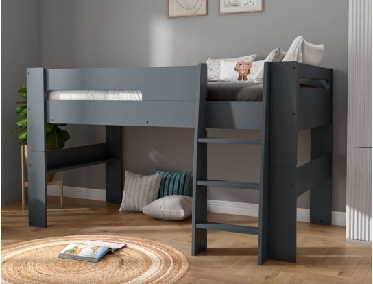 Lit mi-hauteur London anthracite couchage 90x190 cm