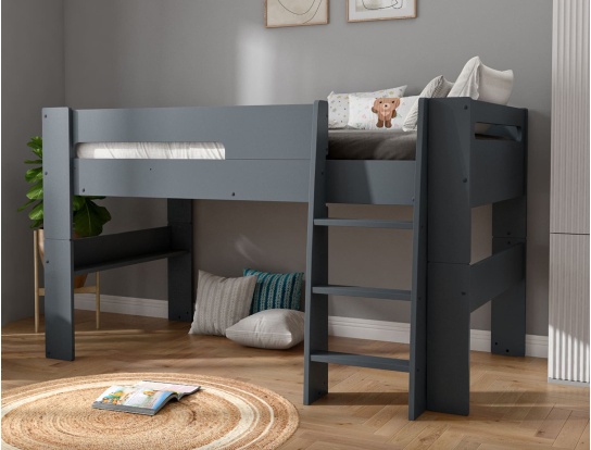 Mid-height London anthracite bed 90x190 cm sleeping area