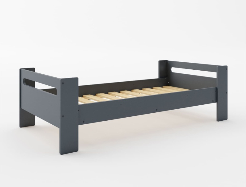 Kinderbett Anthrazitgrau 90x190 cm mit Lattenrost