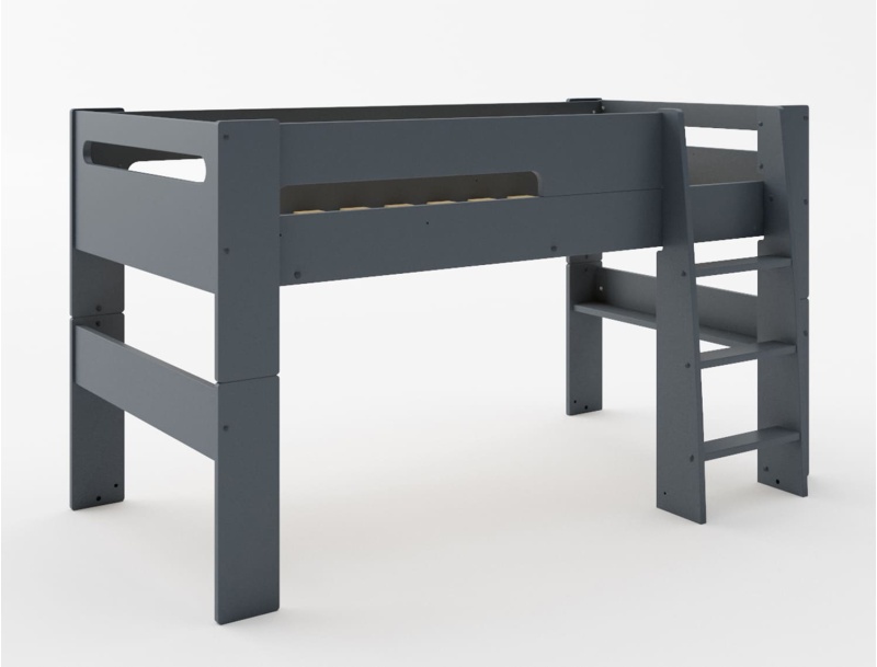 Cama semi alta Gris Antracita London con somier de lamas