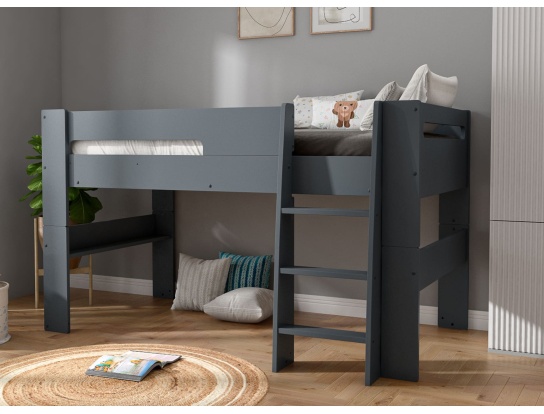 Mid-height Anthracite Gray Bed with 90x190 mattress