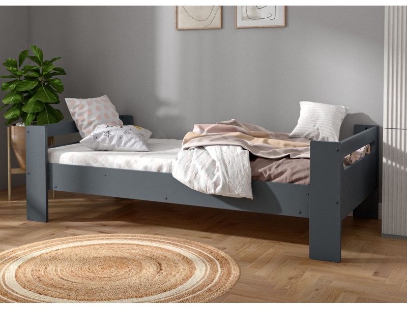 London Anthracite Grey mid-height bed transformed into low bed