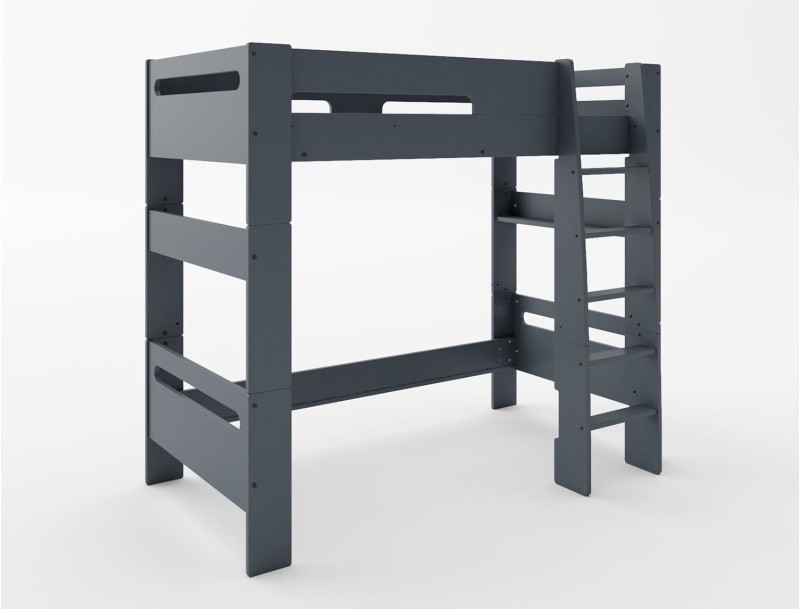 Lit mezzanine London anthracite couchage 90x190
