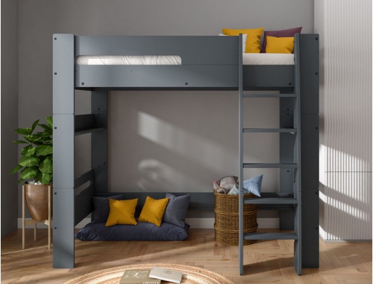 Lit mezzanine London anthracite couchage 90x190 transformable.