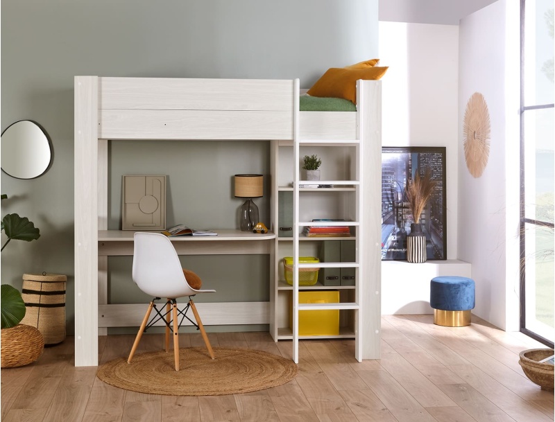 lit mezzanine avec bureau et rangement Palerme