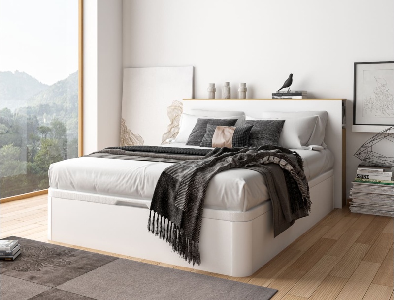 Opbergbed 140x200 met hoofdeinde Temma Wit