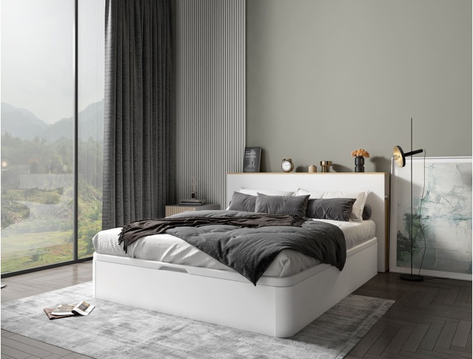 Letto contenitore con testata Temma Bianco