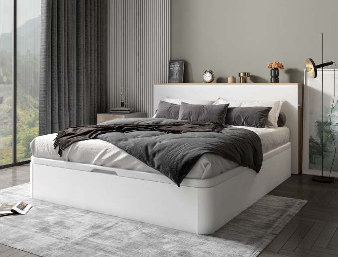 Opbergbed 160x200 met hoofdeinde Temma Wit