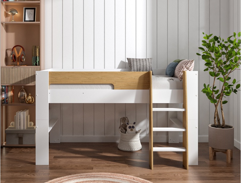 London Hochbett in Weiß und Holz