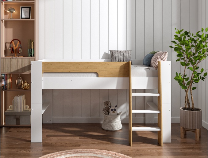 London halfhoogslaper wit en hout