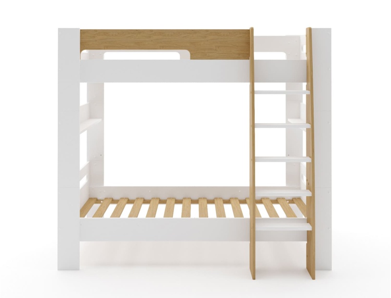 Lit superposé couchage 90x190 blanc et bois design London.