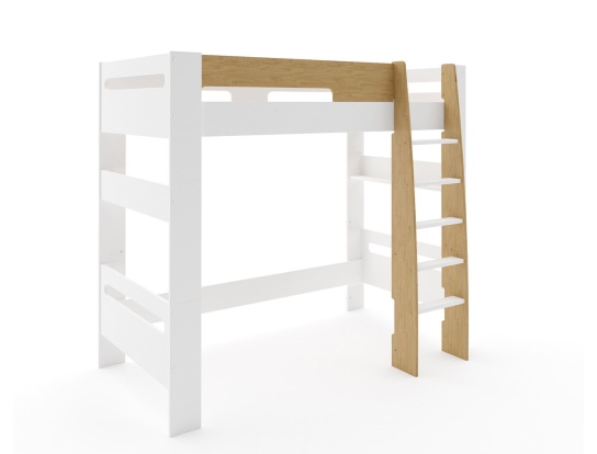 Lit superposé modulable en un lit mezzanine avec sommier.