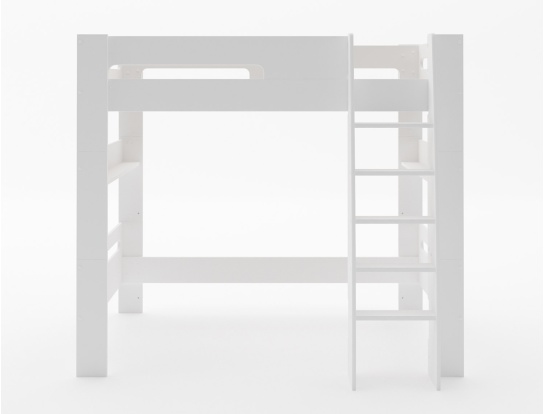 Cama alta London Blanca con somier de lamas