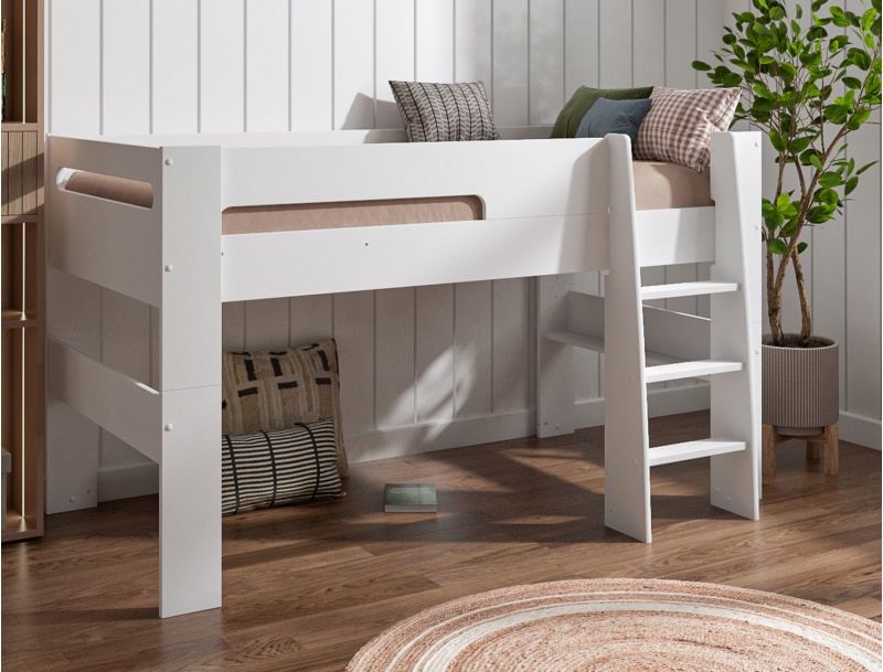 Lit mi-hauteur London Blanc couchage 90x190