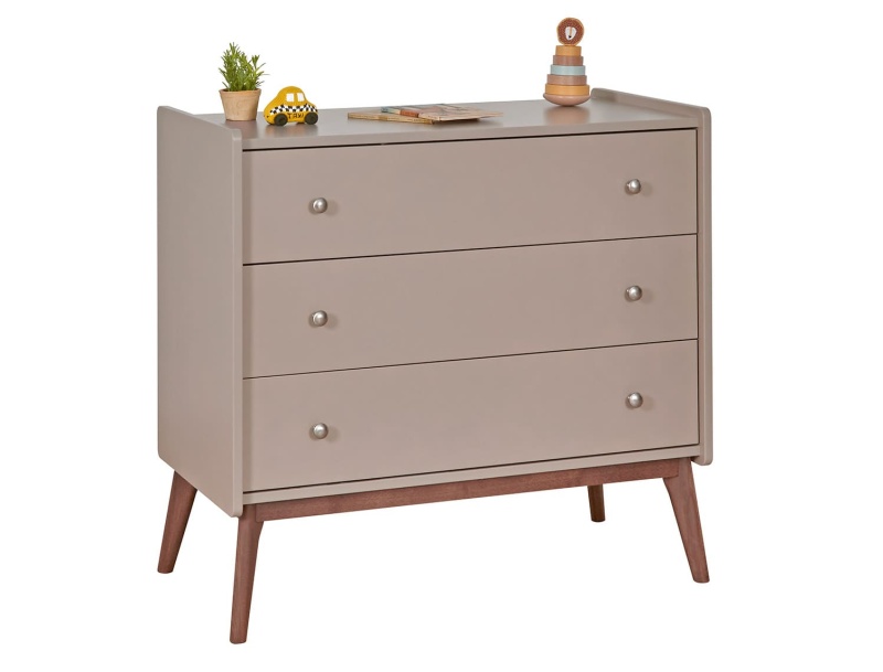 Clay-colored dresser with Walnut-colored legs