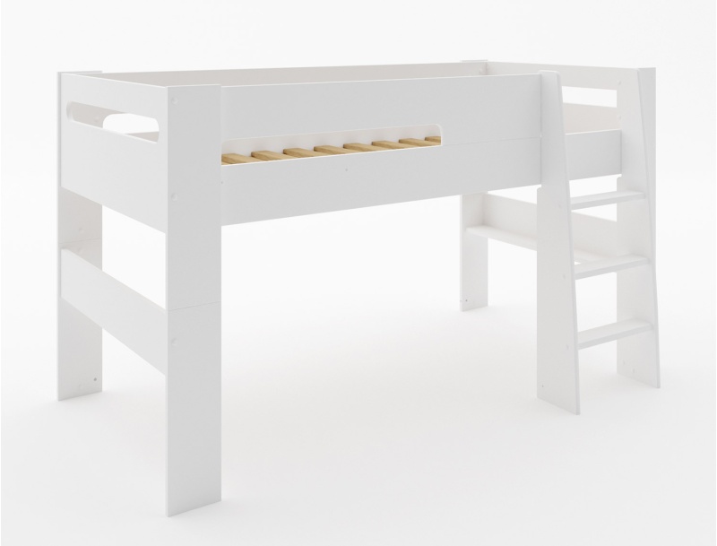 Cama semi alta con somier de láminas de pino