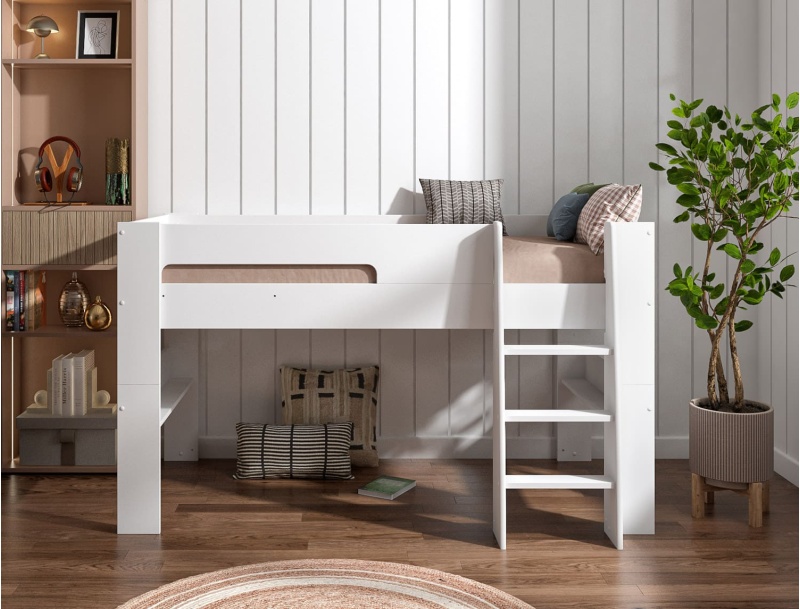 White London modular loft bed convertible to mid-height bed 90x190 cm.