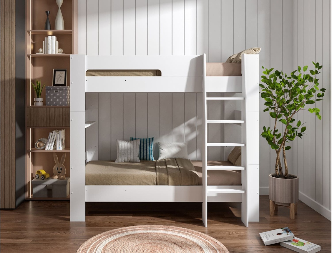Etagenbett 90x190 Weiß, umwandelbar in ein Hochbett