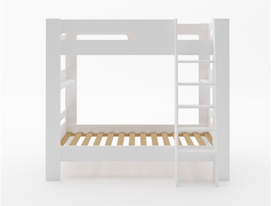 Etagenbett - Etagenbett 90x190 cm London Weiß + 2 Matratzen