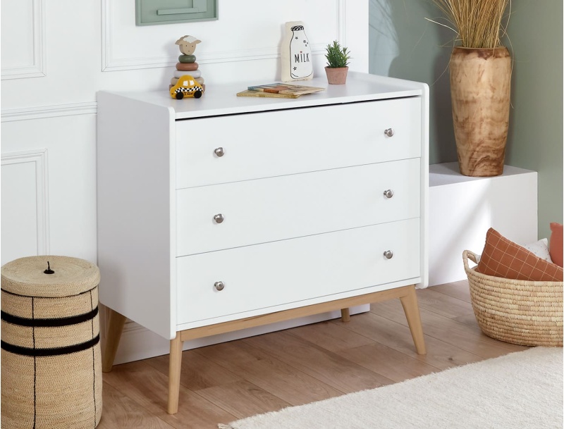 Commode Blanche Gaïa 3 tiroirs.