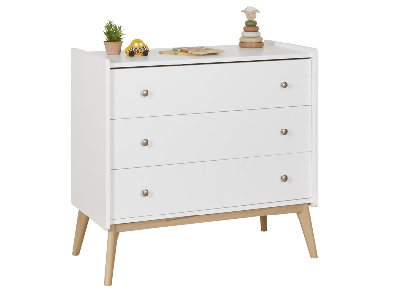 Commode 3 tiroirs, blanc Gaïa