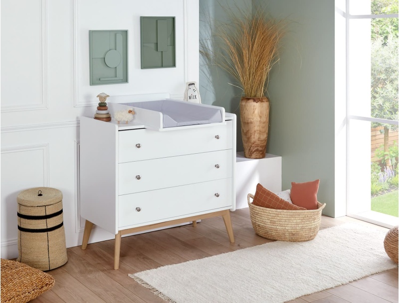 cassettiera con fasciatoio Gaïa Bianco & Rovere