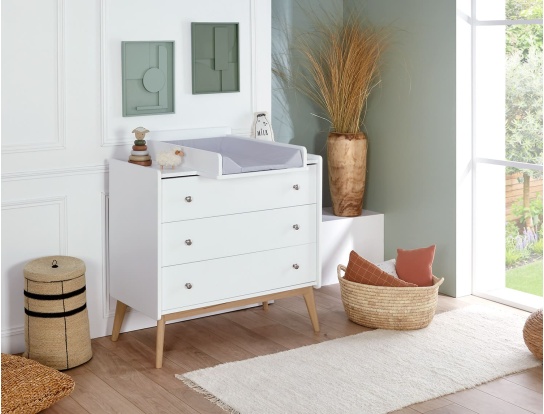 cassettiera con fasciatoio Gaïa Bianco & Rovere