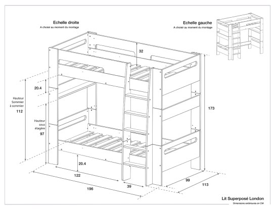 London bunk bed dimensions