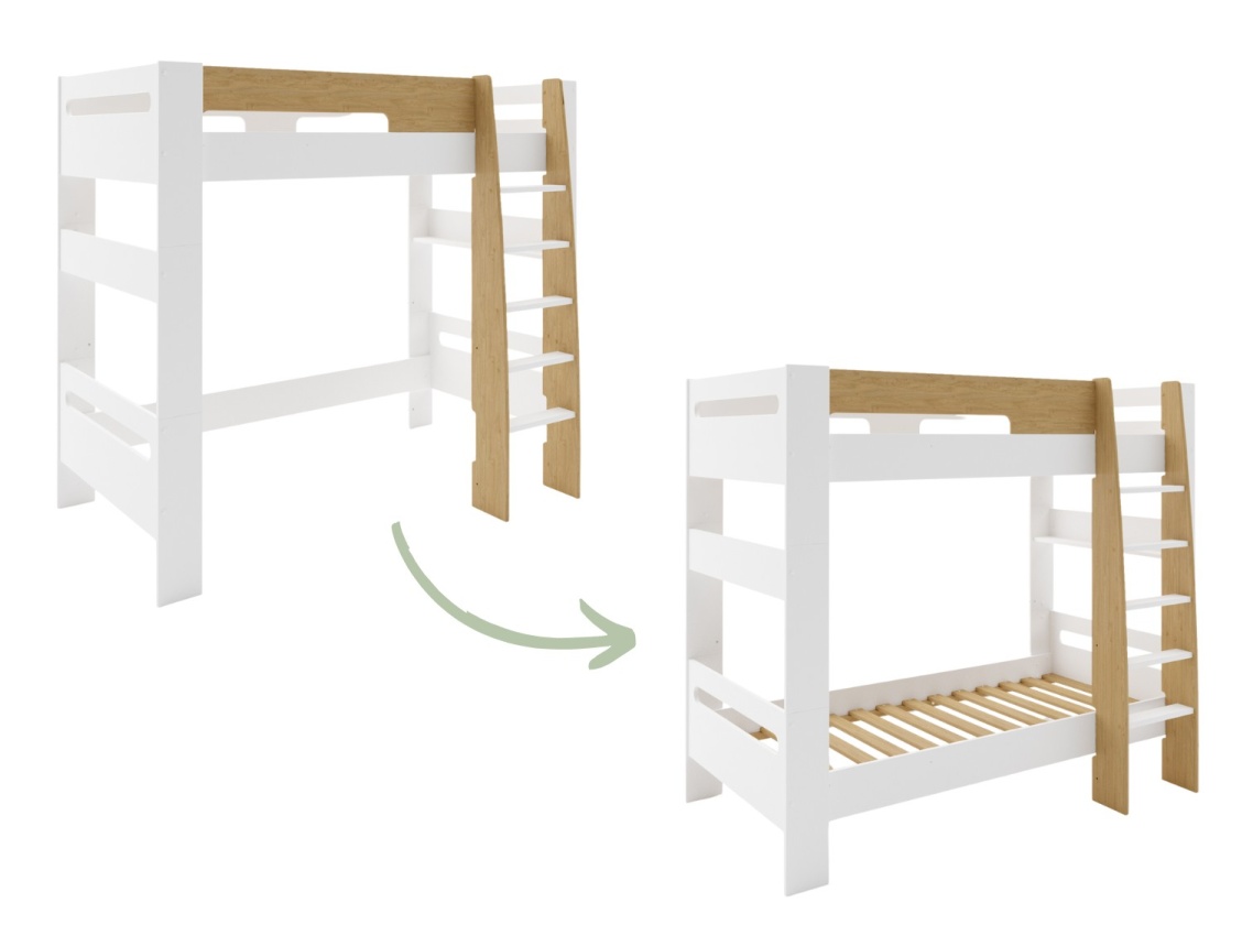 Kit to convert the London White & Wood loft bed into a bunk bed