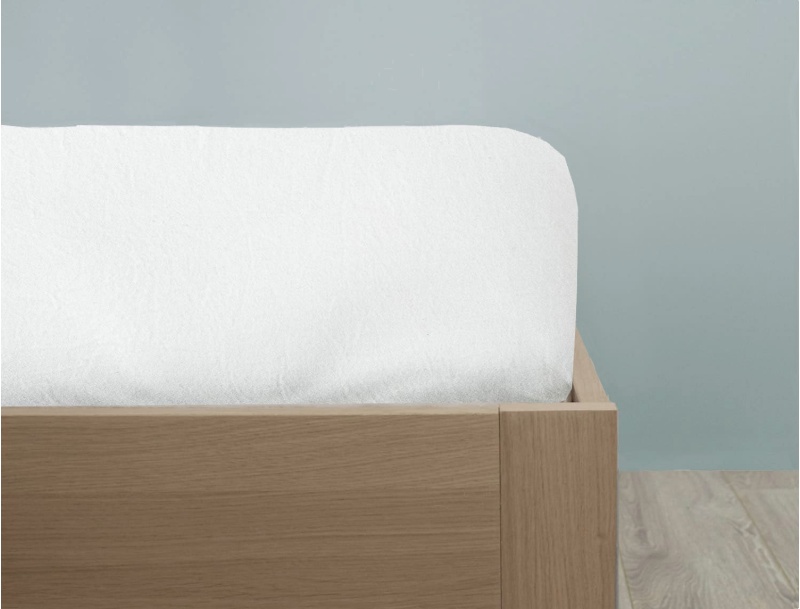 Sábana bajera blanca 90x140cm para cama evolutiva en tamaño pequeño. 80 hilos