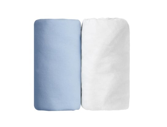 Set de dos sábanas bajeras: Blanca y Azul 60x120