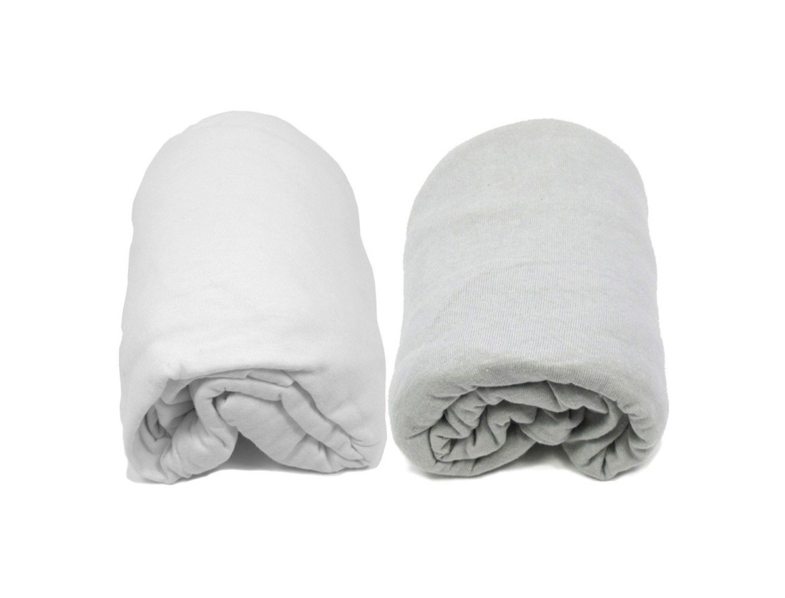 Set mit zwei Spannbetttüchern: Weiß & Grau 60x120 Set mit zwei Spannbetttüchern: Weiß & Grau 60x120