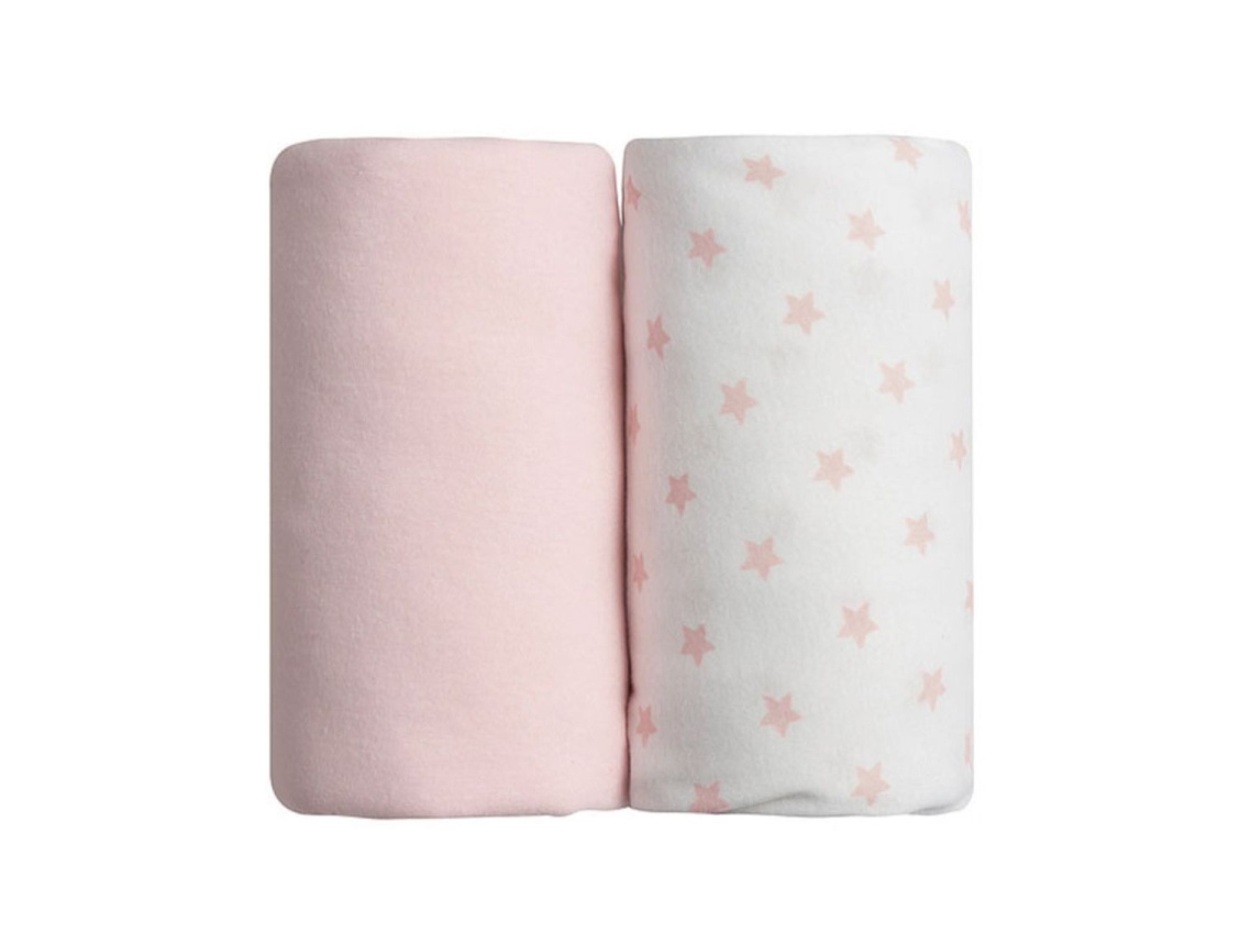 Set di due lenzuola con angoli: Rosa & Stelle Rosa 60x120 Set di due lenzuola con angoli: Rosa & Stelle Rosa 60x120